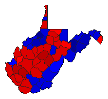 2000 West Virginia County Map of General Election Results for Governor