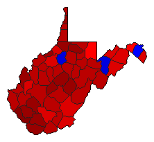 2004 West Virginia County Map of General Election Results for Governor