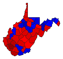 2012 West Virginia County Map of General Election Results for Governor