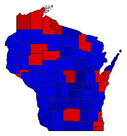 1960 Wisconsin County Map of General Election Results for President