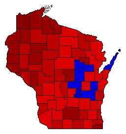 1974 Wisconsin County Map of General Election Results for Senator