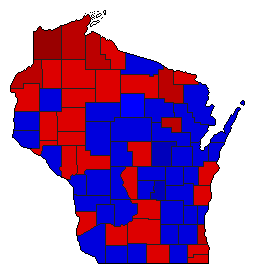 1988 Wisconsin County Map of General Election Results for Senator