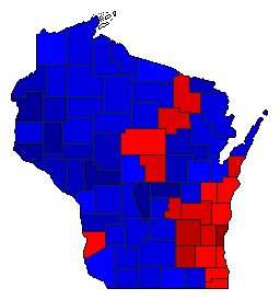1912 Wisconsin County Map of General Election Results for Governor