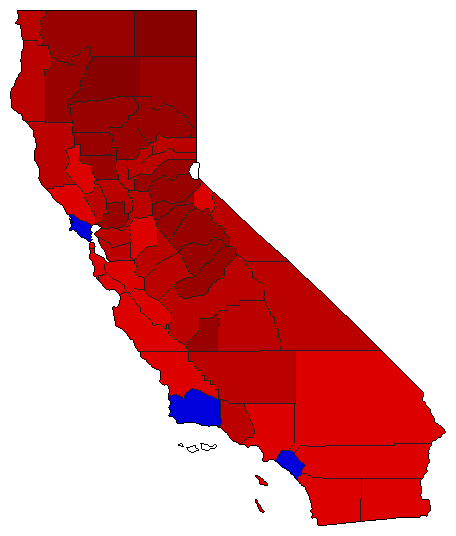 1958 California County Map of General Election Results for Senator