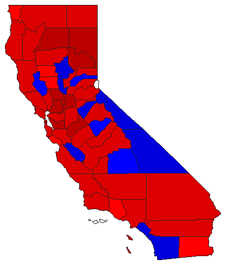1970 California County Map of General Election Results for Senator