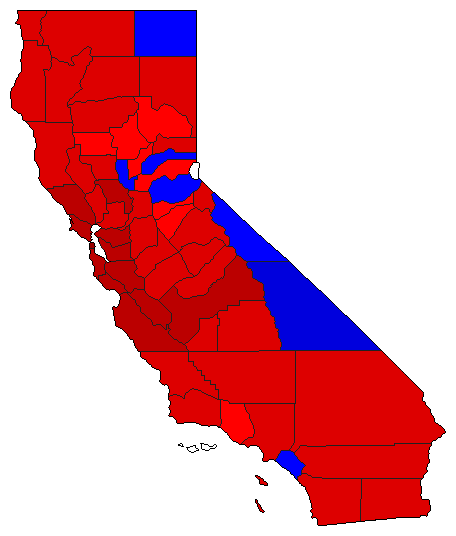 1980 California County Map of General Election Results for Senator