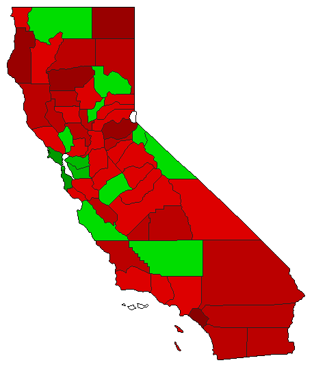 1908 California County Map of General Election Results for Initiative