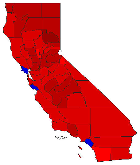 1962 California County Map of General Election Results for State Treasurer