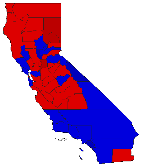 1966 California County Map of General Election Results for State Treasurer