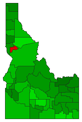 2016 Idaho County Map of Democratic Primary Election Results for President