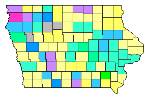 2020 Iowa County Map of Democratic Primary Election Results for President