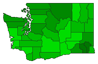 2008 Washington County Map of Democratic Primary Election Results for President