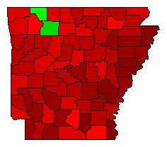 2016 Arkansas County Map of Democratic Primary Election Results for President
