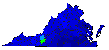 2020 Virginia County Map of Democratic Primary Election Results for President