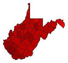 2008 West Virginia County Map of Democratic Primary Election Results for President