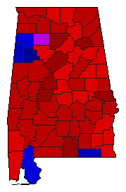 2014 Alabama County Map of Democratic Primary Election Results for Governor
