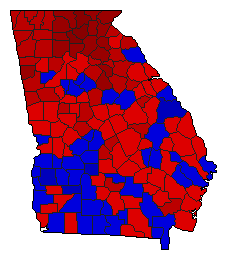 2018 Georgia County Map of Democratic Primary Election Results for Lt. Governor