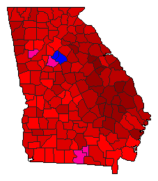 2018 Georgia County Map of Democratic Primary Election Results for Secretary of State