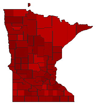 1984 Minnesota County Map of Democratic Primary Election Results for Senator
