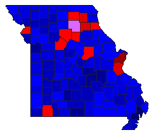 1950 Missouri County Map of Democratic Primary Election Results for Senator