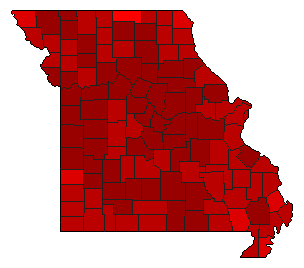 2016 Missouri County Map of Democratic Primary Election Results for Senator