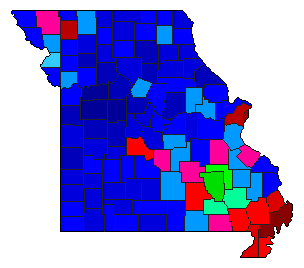 1960 Missouri County Map of Democratic Primary Election Results for Secretary of State