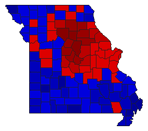 2000 Missouri County Map of Democratic Primary Election Results for Secretary of State