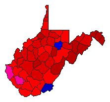 1976 West Virginia County Map of Democratic Primary Election Results for Governor