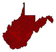 2012 West Virginia County Map of Democratic Primary Election Results for Governor