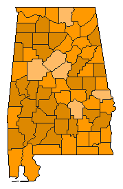 2016 Alabama County Map of Republican Primary Election Results for President