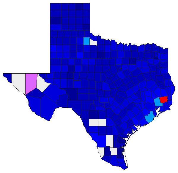 2014 Texas County Map of Republican Primary Election Results for Senator