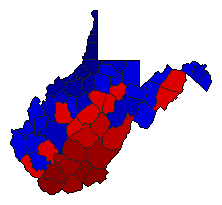 1994 West Virginia County Map of Republican Primary Election Results for Senator