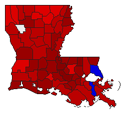 1983 Louisiana County Map of Open Primary Election Results for Governor