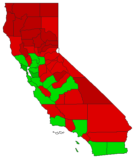 1992 California County Map of Open Primary Election Results for Initiative
