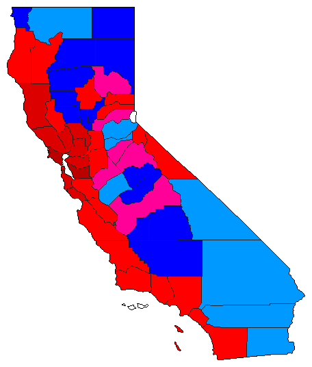 2022 California County Map of Open Primary Election Results for Initiative