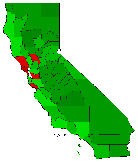 2000 California County Map of Open Primary Election Results for Initiative