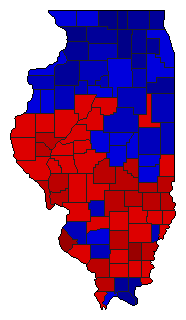 1864 Illinois County Map of General Election Results for Governor