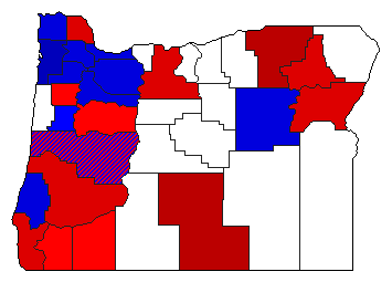 1878 Oregon County Map of General Election Results for Governor