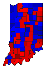 1880 Indiana County Map of General Election Results for Governor