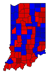 1884 Indiana County Map of General Election Results for Governor