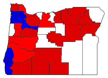 1886 Oregon County Map of General Election Results for Governor