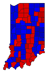 1888 Indiana County Map of General Election Results for Governor