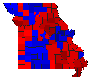 1888 Missouri County Map of General Election Results for Governor