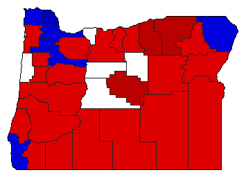 1890 Oregon County Map of General Election Results for Governor