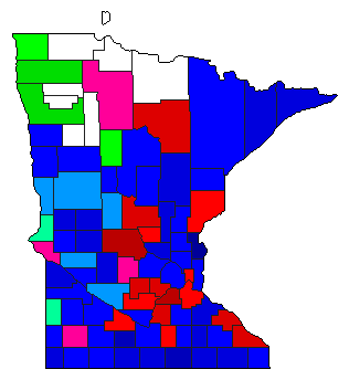 1892 Minnesota County Map of General Election Results for Governor