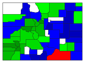 1892 Colorado County Map of General Election Results for Governor