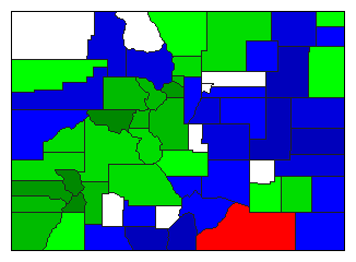 1892 Colorado County Map of General Election Results for Secretary of State