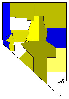 1894 Nevada County Map of General Election Results for Governor