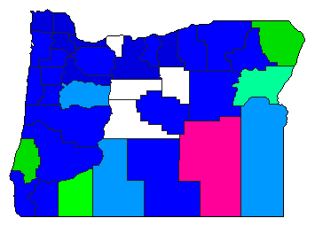 1894 Oregon County Map of General Election Results for Governor
