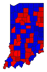 1896 Indiana County Map of General Election Results for Governor